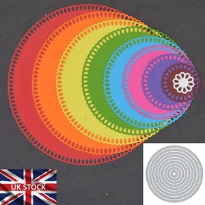 Large Nest of 9 Circle Teardrop Patterned Metal Cutting Dies, Round, Crafts, G6 - Picture 1 of 7