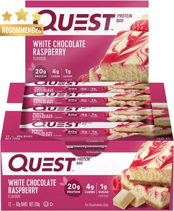 Keto White Chocolate Raspberry Protein Bars High Protein Low Carb- 12 Count Pack - Picture 1 of 12