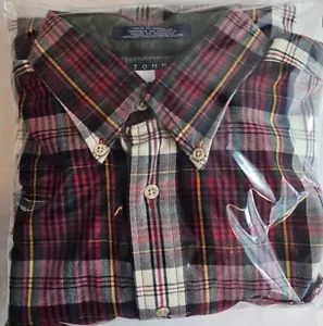 Vintage Tommy Hilfige Oxford Shirt Men Large Red White Tartan Plaid - Picture 1 of 7