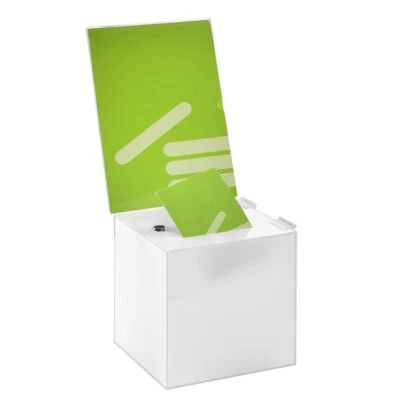 Losbox 200x200x200mm, abschließbar + Topschild DIN A4 Hoch opal / blickdicht - Bild 1 von 4