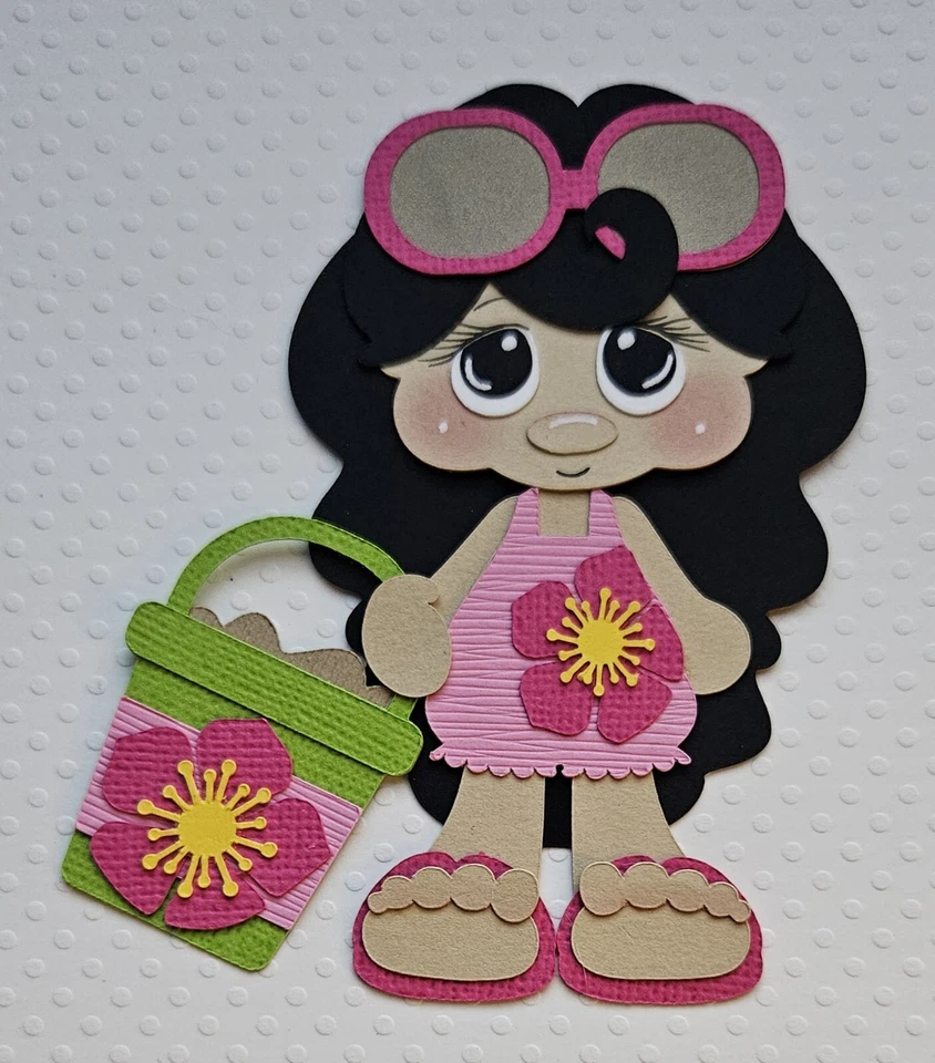 Cabello negro Beach Girl. Álbum de recortes, piezas de papel para hacer tarjetas Foto 1 de 1