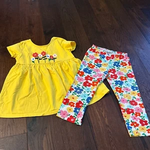 Hanna Andersson 150 160 12-14 Flower Capri Pants Shirt Top Set Guc Lot - Picture 1 of 11