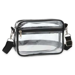 Women Pvc Clear Approved Crossbody Bag Clutch Handbag Zipper Small Stadium - Picture 1 of 11