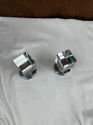 Juego de perillas de puerta de mortaja de vidrio macizo liso liso cristal transparente antiguo Foto 1 de 4