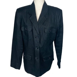 Merona Women’s Black Linen blazer minimalist business casual career Size Large - Picture 1 of 5