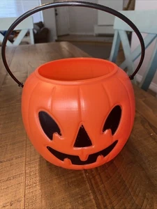 Vintage American Maid Orange Pumpkin Pail Halloween Bucket Small - Picture 1 of 6