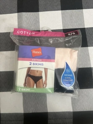 Bikini de algodón Hanes absorbente tela fresca cómoda 5/S (2 bikini 1 rosa 1 negro) Foto 1 de 4