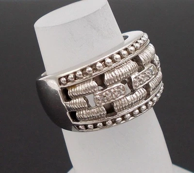 Judith Ripka Sterling Silver Diamonique Cubic Zirconia CZ Band Ring 14 gm Size 8 - Image 1 of 4