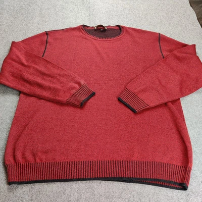 Montechiaro Sweater Men Large Red Made In Italy Merino Wool Casual Dad Grandpa - Image 1 of 4