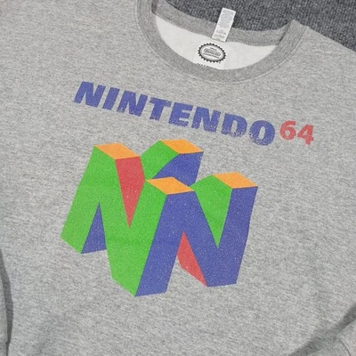 Sudadera Oficial Nintendo 64 Talla XL Gris Manga Larga Logo Foto 1 de 4