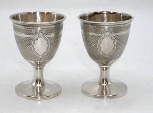 PAIRE DE COQUETIERS ARGENT MASSIF DECOR CARTOUCHE AUCUNE INITIALES - Picture 1 of 4