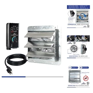 12" Wall Mounted Shutter Exhaust Fan, Automatic Shutter, with Thermostat and ... - Picture 1 of 7