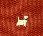 Lands' End Kid's Knit Scarf Red & Navy w/ White Embroidered Puppy Dogs 48' Long