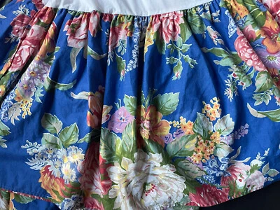 RARO! Usado en Excelente Condición ~ FALDA CAMA REINA RALPH LAUREN Melissa Floral Casa de Playa ~FLORES AZULES Foto 1 de 4