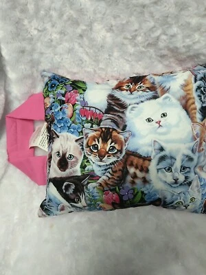 Pillows Cats Small PILLOW W/ Handle rare gifts Souvenir * back pink 10x12 NWT - Image 1 of 4