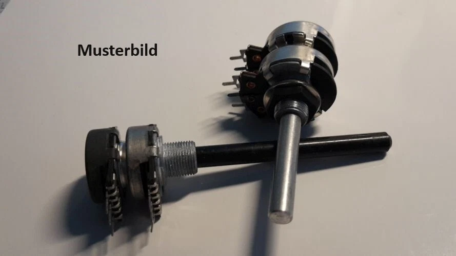 Potentiometer, 470KΩ, logarithmisch, Stereo, Achse: 6mm Metall, unbenutzt - Bild 1 von 1