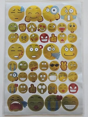 94pc Assorted Expressions Smiley Face Stickers- Funny, Wacky, etc - Image 1 of 2