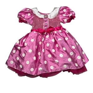 Disney Minnie Mouse Polka Dot Princess Costume Dress FLAW Pink Youth Girls 5/6 - Picture 1 of 13