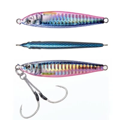 Plantilla de lanzamiento lento señuelo de pesca de agua salada plantilla de caída plana cebo de jigging con gancho de 2 piezas Foto 1 de 4