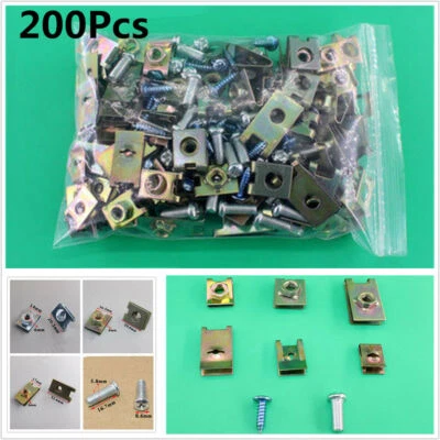 200 piezas Mixto Carrocería Puerta Panel Sujetador Tornillo Fijo Tipo U Junta Guardabarros Clips Foto 1 de 4