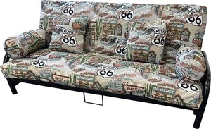 Full Size Futon Cover Set 5 pcs, Mattress Protector, Pillows, Tapestry, Route 66 - Picture 1 of 1