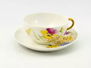 Vintage William Guerin WG Limoges France Gold Spider Web Tea Teacup Cup & Saucer - Picture 1 of 14