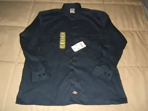 Men's DICKIES FLEX Cotton Blend Button Up NAVY Blue Long Sleeve Shirt Size L NWT - Picture 1 of 8