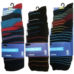 Ex M&S Herren 5er-Pack Socken kühl & frische Füße verschiedene Baumwollsocke 5 Paar UVP £10 - Bild 1 von 9