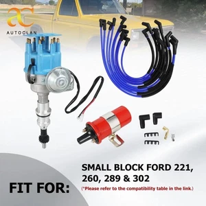 Distributor + Coil + Spark Plug Wires for Ford Mustang Mercury Cougar 289/302 - Picture 1 of 14