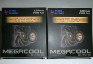 (2) Megacool 120mm wentylator PWM z 12-biegunowym silnikiem technicznym obudowa PC SF-PF121-BK PC obudowa - Zdjęcie 1 z 2