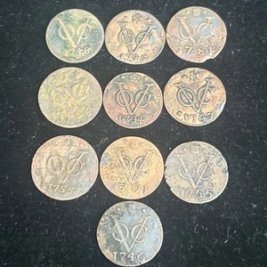 SASA Lot Of (10) Full Date First New York Penny VOC Copper Coins - Picture 1 of 2