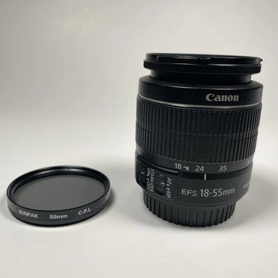 Canon EF-S 18-55mm f/3.5-5.6 IS lens for EOS Rebel T8 T7 T6 T3 80D 7D 90D 70D - Image 1 of 4