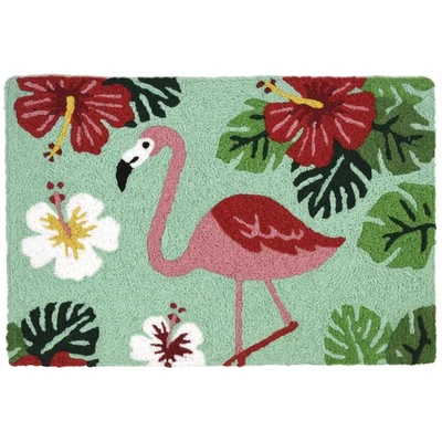 Alfombra Flamingo e Hibisco Interior/Exterior Lavable a Máquina 20" x 30" Foto 1 de 3