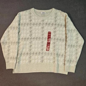 NEW 525 America Women’s XL White Tan Silver Sparkle Houndstooth Crewneck Sweater - Picture 1 of 10