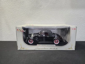 NEW SIGNATURE MODELS DIECAST 1/18 BLACK 1938 BUICK CENTURY CONVERTIBLE COUPE NIB - Picture 1 of 5