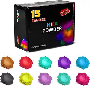 Premium Natural Cosmetic Mica Powders Candle Soap Bathbombs Dyes 15 Colours 10g - Picture 1 of 6