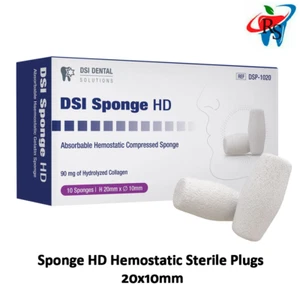 Dental DSI Sponge HD Hem00static Collagen Plugs 20x10mm Socket Preservation - Picture 1 of 5