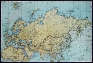 Glass Magic Lantern Slide MAP OF RUSSIA AND ASIA C1890 DRAWING RUSSIA - Picture 1 of 2