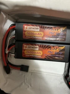 2 Vant Battery 7600mAh 75c 11.1v With Trx Plug Only Tast Traxxas - Picture 1 of 1