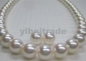 AAA 9-10MM NATURAL SOUTH SEA WHITE PEARL NECKLACE EARRING - Picture 1 of 1