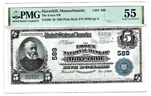 Haverhill, MA - 1902 Plain Back Fr. 598 The Essex NB Ch. # 589. AU55 PMG - Picture 1 of 2