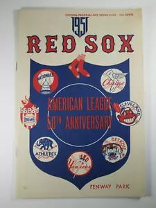 Tarjeta de puntuación/programa Red Sox 1951, St. Louis - Liga Americana 50, Fenway Park - Imagen 1 de 11
