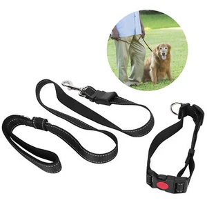 Adjustable Length Pet Safety Car Seat Belt Set Dog Collars With Leashes - Picture 1 of 15