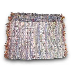 4 Vintage Handwoven Rag Rug Placemats Boho Style Cotton Set 19"x14" EUC Rustic - Picture 1 of 10