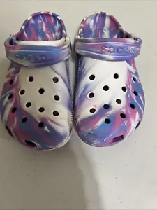 Crocs Kids Size J4 Multicolor White Pink Purple Gently Used - Picture 1 of 8