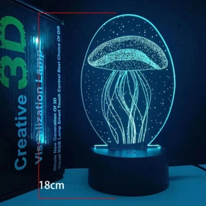 3D Jellyfish Lamp 7 Colour Change LED Night Light Bedroom Desk US SHIPPING - Picture 1 of 4