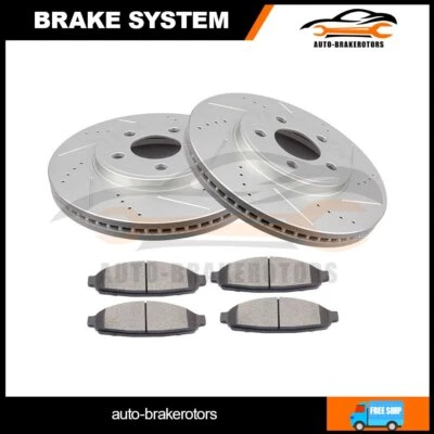 Taladro delantero para Mercury Grand Marquis 2003-10 2 rotores de freno con 4 pastillas de cerámica Foto 1 de 4