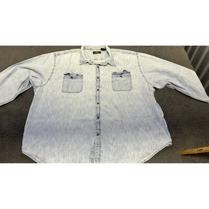 Vintage Route 66 Denim Long Sleeve Shirt Light Wash Button-Up Front Pocket 2X - Picture 1 of 11