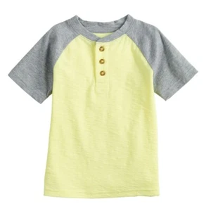 24 meses NUEVO CON ETIQUETAS Jumping Frijoles Amarillo y Carbón Niños Raglán Manga Corta Henley - Imagen 1 de 1