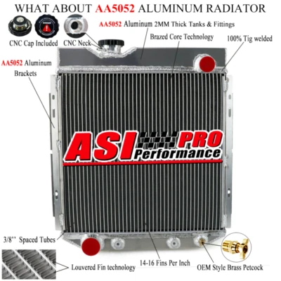 3 ROWS ALUMINUM RADIATOR FOR 1960-1965 FORD FALCON RANCHERO 5.0L V8 SWAP Foto 1 de 4